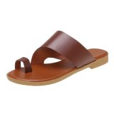 Women Vintage Sandals Slippers PU Leather Open Toes Beach Slides