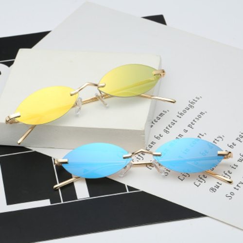 Women Frameless Colorful Retro Oval Sunglasses s803849