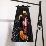 Women Pleated High Waisted Elastic Long Skirt Skirts 1095106B