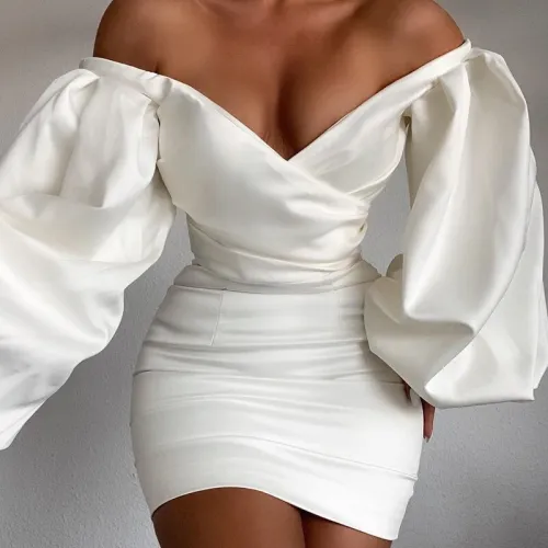 Sexy Women Slim Square Collar Mini Party Dresses BLN278