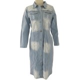 Women Hole Solid Casual Jackets Denim Coat Coats 93243