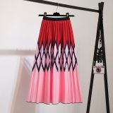 Women Pleated High Waisted Elastic Long Skirt Skirts 1095106B