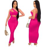 Summer Women One Shoulder Sexy Fashion Maxi Dresses X506879