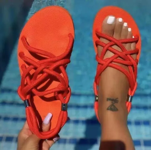 Fashion Beach Hemp Rope Slippers Sandals