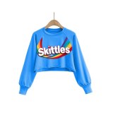 Women Candy Color Warm Short Hoodies Crop Tops D9439410