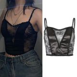 Sexy V-Neck Backless Slim Lace Vest Summer Strap Crop Tops T2009071