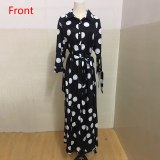 Women Dot Printed Half Sleeve High Waist Party Dresses TB5183