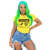 Women Fashion Hip Hop Style T-Shirt Short Sleeve Printed Tops L214