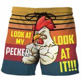 Men Beach Short Pant Print Beer Festival Drawstring Shorts