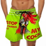 B0065 Men Drawstring Special Cock Print Beer Beach Shorts Pants