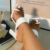 Women Sandals Ring Toe PU Leather High Heels 0967-323