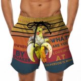 B0065 Men Drawstring Special Cock Print Beer Beach Shorts Pants