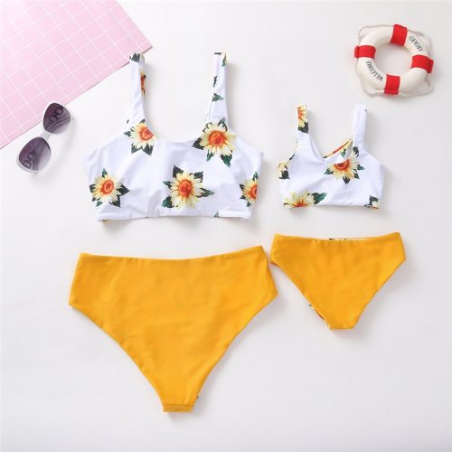 Sunflower Mother Daughter Matching Women Swimsuit Swimsuits KLRFD117