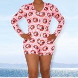 Women Dollars Ice Cream Print Pink Pajama Pajamas TB5156