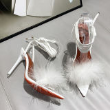 Summer High Heels Women's Sandals PVC Transparent Slides heels 6579