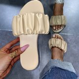 Women Sandals Pleated Flip Flops Casual Beach Slippers Slides 2246