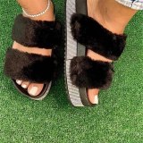 Women Fur Slippers Rhinestone Summer Slides 122
