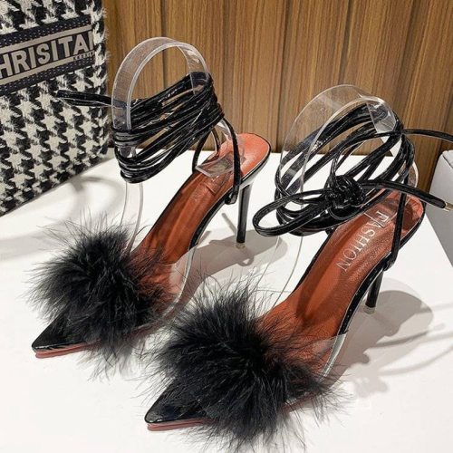 Summer High Heels Women's Sandals PVC Transparent Slides heels 6579