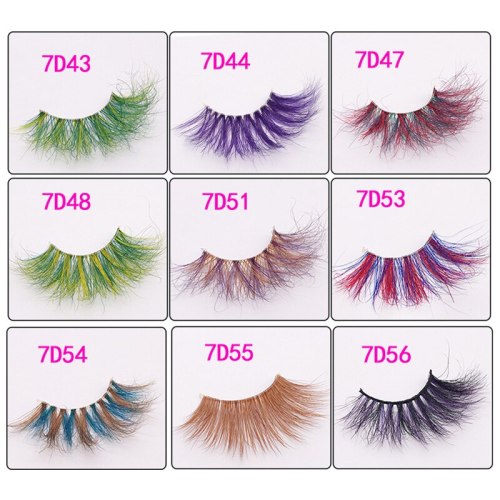 Colorful Mink False Eyelashes 25mm Thick Rainbow Fake Eyelash