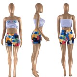 Sexy Colorblock Shorts Crop Top Two Piece Bodysuits Bodysuit Outfit Outfits CL212