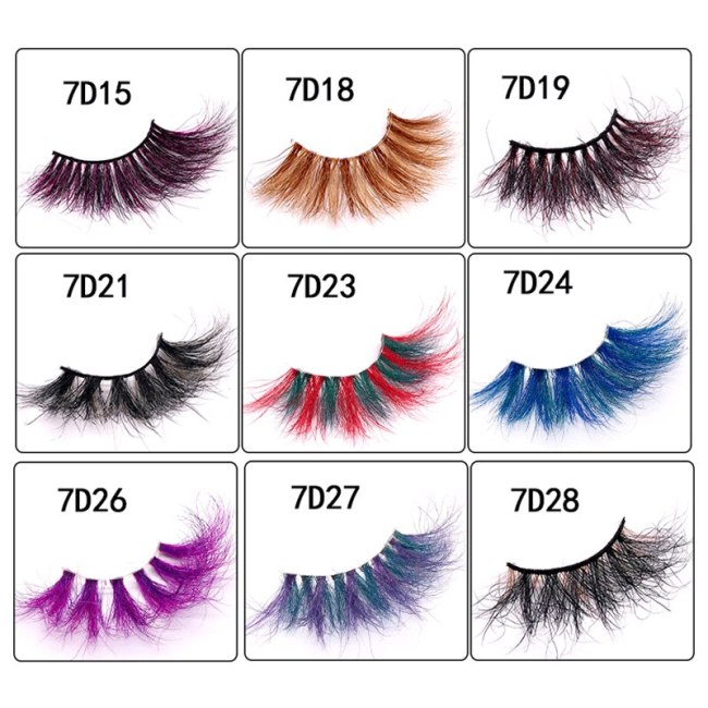 Colorful Mink False Eyelashes 25mm Dramatic Rainbow Fake Eyelash