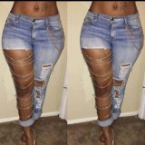 Fashion Women's Sexy Jeans Chain Pencil Pant Pants Amy38-243ss25