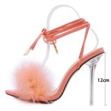 Summer Ankle Cross Strap Transparent Clear High Heels Women Sandals 2610-9
