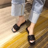 Women PU High Heels Square Toe Slippers Slides M10-2