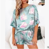 New Solid Color Silk Printed Pajamas GCY-713