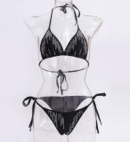 Sexy Crystal Bikini Women Solid Black Diamond Swimsuit Swimsuits DZ0210