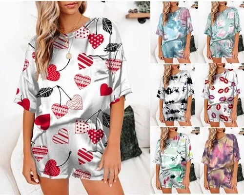 New Solid Color Silk Printed Pajamas GCY-713