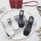 Women Flock Slippers Heels Square Heel Slides 817-3