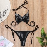 Sexy Crystal Bikini Women Solid Black Diamond Swimsuit Swimsuits DZ0210