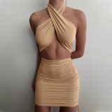 Women Sexy Cut Out Mini Halter Party Dresses D114311W