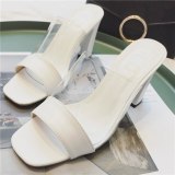 Square Peep Toe Transparent Women's Sandals Slippers High Heels 527