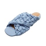 Women Cross-Tied Real Leather Weave Slippers Slides GY-283-2