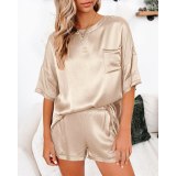 Ladies Short Sleeve Home Clothing Set T-shirt Shorts Pajamas TS2129