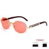 Women Alloy Vintage Diamond Round Sunglasses 7018