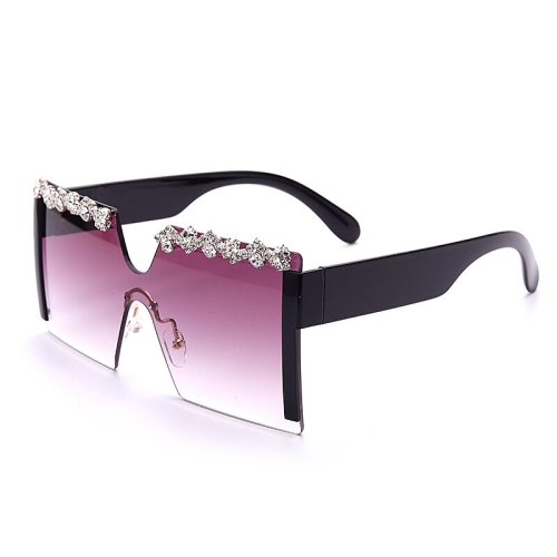 Oversized Diamond Bling Frameless Rhinestone Sunglasses 5361