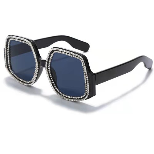 Fashion Rhinestone Oversized One Lens Rhinestone Sunglasses 9087