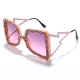 Fashion Square Colorful Rhinstone Sunglasses 8848