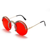 Handmade Fashion New Rimless Round Daimond Sunglasses 8892