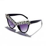 Women Rhinstone Oversized Cat Eye Sunglasses 7214
