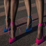 Shallow Mouth Strap Colorful Heels Sandals D553