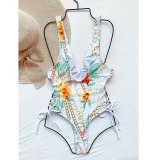 Sexy Sports Women Hollow Out Floral Bikini Swimsuit Swimsuits 6176