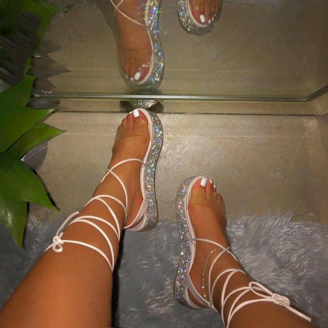 Summer Women Transparent Ankle Straps Handmade Sandals W-355