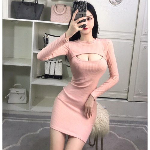 Sexy Hollow In The Chest Office Knitted Dress Dresses 6749H436