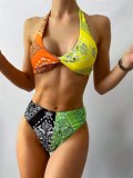 New Bikini Print Splicing Swimsuit Swimsuits 6231