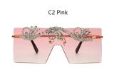 Crystal Oversized Rimless Female Male Square Sunglasses 4424