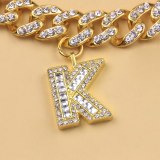 Women Stainless Steel Iced Out Cuban Link Chain Pendant Necklaces SHXL112